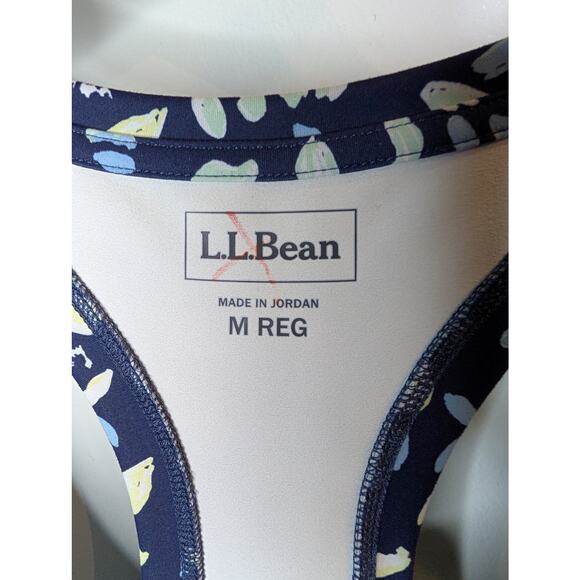 L.L.Bean Navy Blue Floral Racerback Tank Dress Casual Summer Medium - Picture 2 of 6